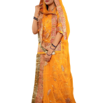 Yellow Chanderi Work Rajputi Poshak Set (Unstitched) | Real Silver Work, Pure Satin Fabric | Jaipurio Ethnic Wear